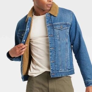 Goodfellow & Co. Men's Faux Shearling Lined Denim Trucker Jacket